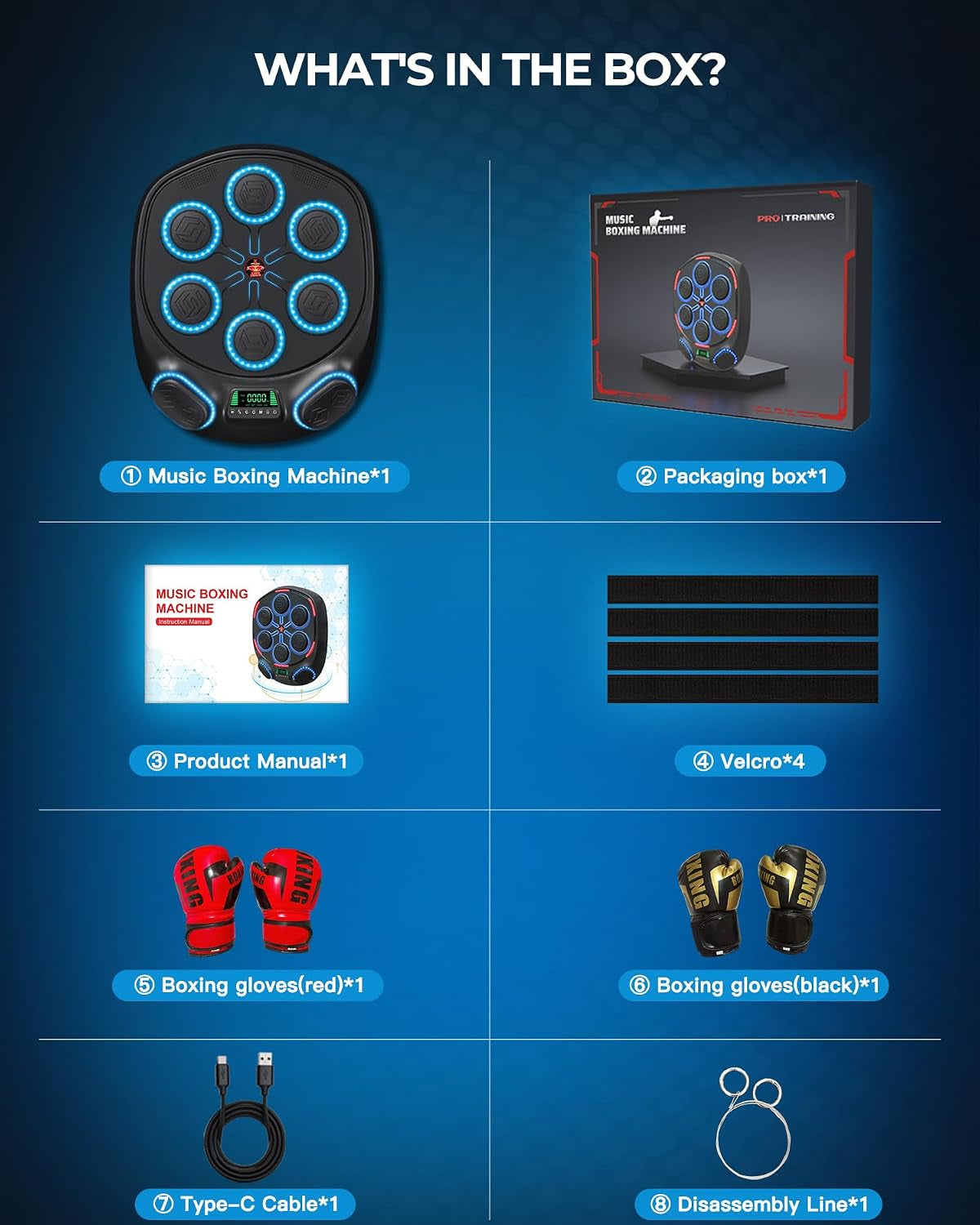 Smart Music Boxing Machine | 8 Target&Interactive Punching Trainer | ABS+EVA+PC Durable Construction | 5 Sensor Chips for Fast Punch Response | Secure Wall Mount | Fun Workout for Kids & Adults