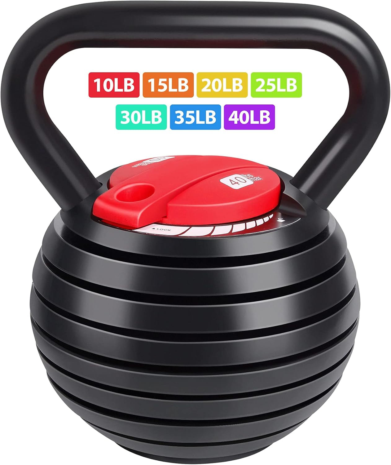 Adjustable Kettlebell Weights Set Cast Iron Exercise Fitness Kettle Ball Grip 5, 8, 9,12Lb Free Weight Men Women Kettlebells for Home Gym Workout Ballistic, Core,Strength Training