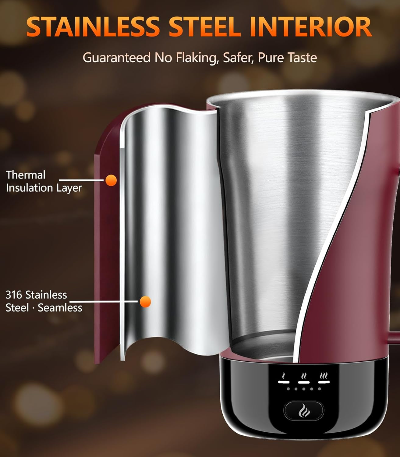 Self-Heating Coffee Mug, 14Oz Heated Coffee Mug - Rechargeable Temperature Control Coffee Mug Keep Coffee Hot, Smart Mug Great Gift for Coffee Lovers & Slow Sippers