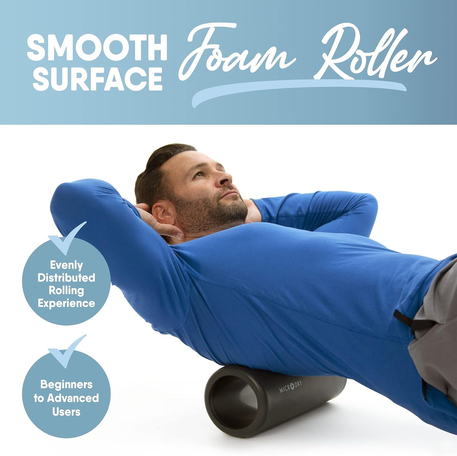 Deluxe Fitness Foam Back Roller for Muscle Relief, Roller for Yoga, Stretching, Deep Tissue Firm Massage & Trigger Point Release, Exercise Workout at Home or Gym, 13X5.3, Dark Grey