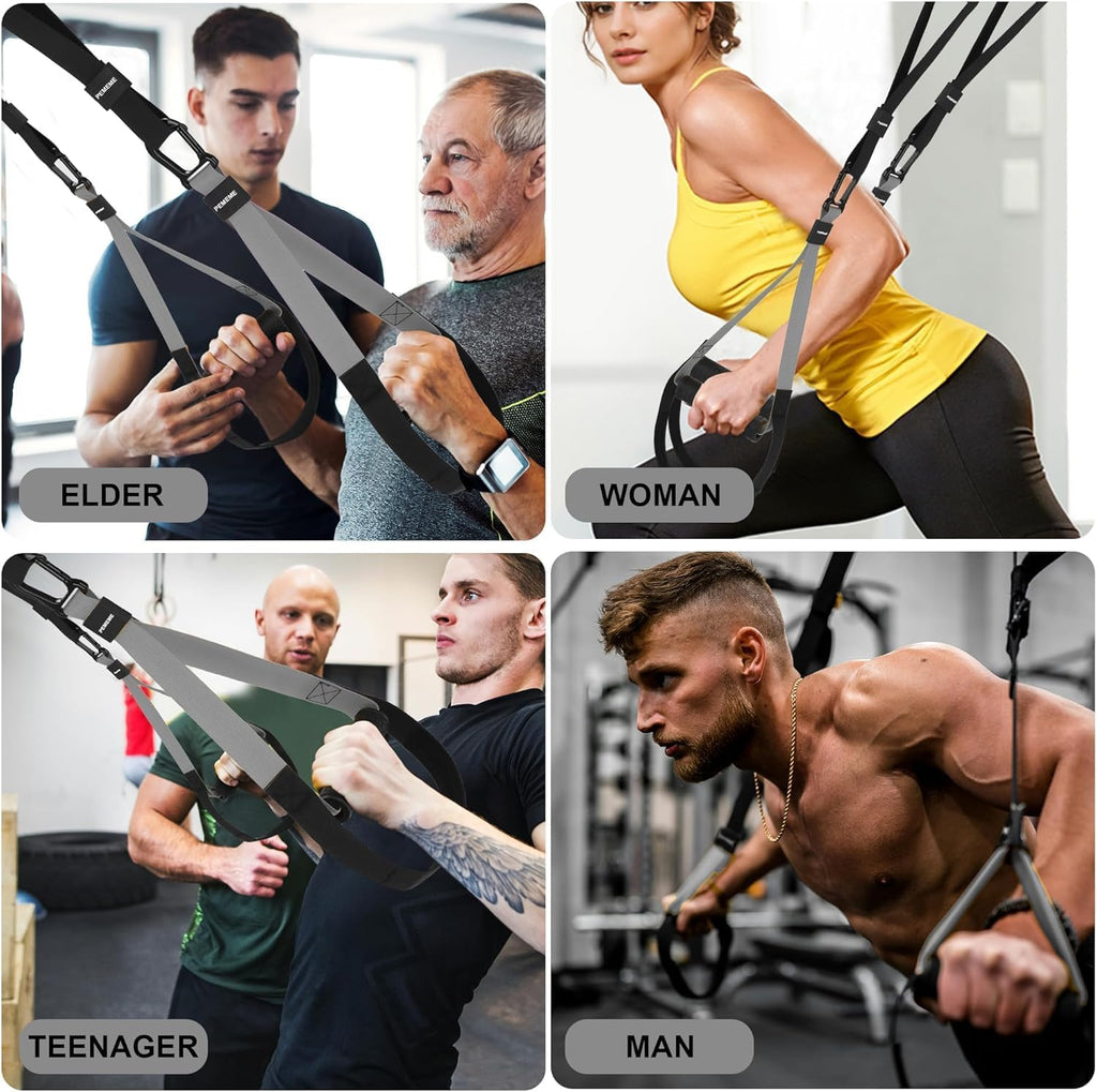 Home Resistance Training Kit with Adjustable Suspension Straps for Workouts | Home and Outdoor Full-Body Strength Training with Heavy-Duty Straps | Door Anchor, Handles, Carry Bag and Exercise Guide