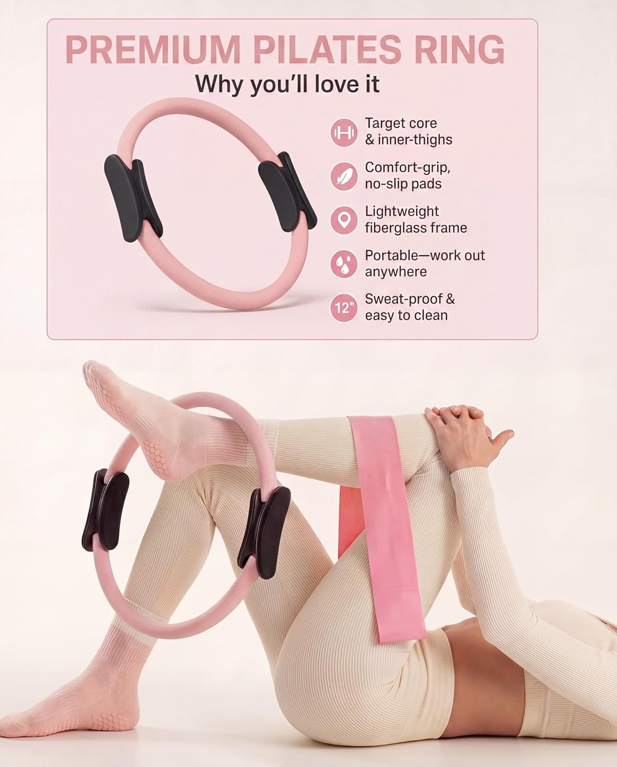 Pilates Kit for Women with Weights, 16 Piece at Home Pilates Workout Equipment Set, Ring and Ball, Bangles, Resistance Bands, Grip Socks, Essentials & Accessories for Beginners