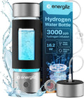 Hydrogen Water Bottle | Large 16.2 Oz (480 Ml) Hydrogen Water Bottle Generator 3000Ppb | Hydrogenator Machine | SPE/PEM Hydrogenated Ionizer Generator (Steel W/Black)