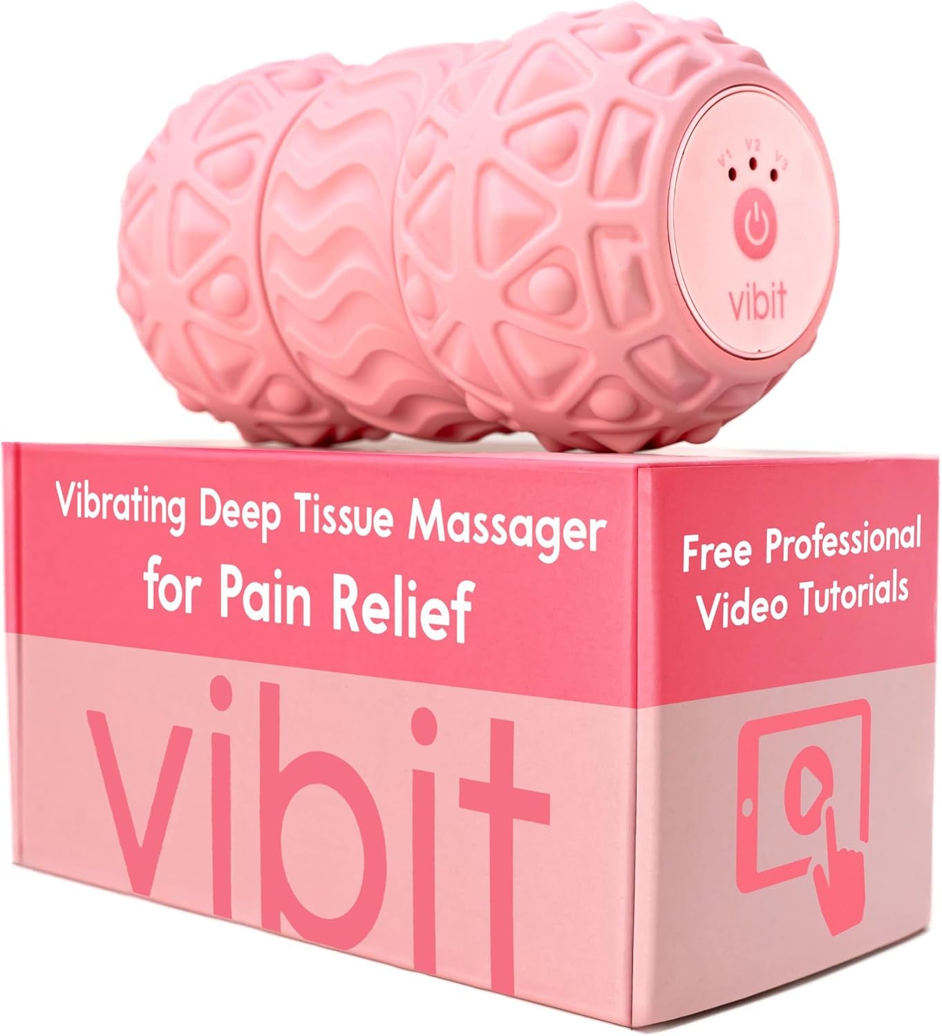 Vibrating Foot Massager for Plantar Fasciitis, Sciatica & Pain Relief | Portable Electric Deep Tissue Massage Roller, 3 Vibration Levels for Foot, Calf, Back and Neck; Pink