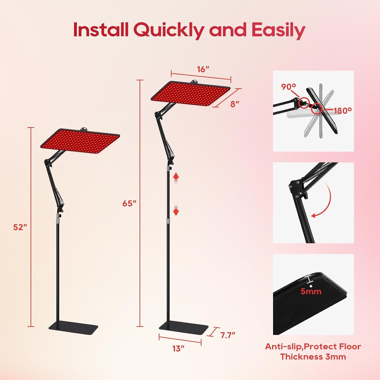 Red Light Therapy for Body with Wireless Remote Tri-Wavelength | 660Nm 850Nm 940Nm 3 in 1 Infrared Light Therapy Lamp with Stand with Large Panel, Therapy Device at Home, Gift for Women, L