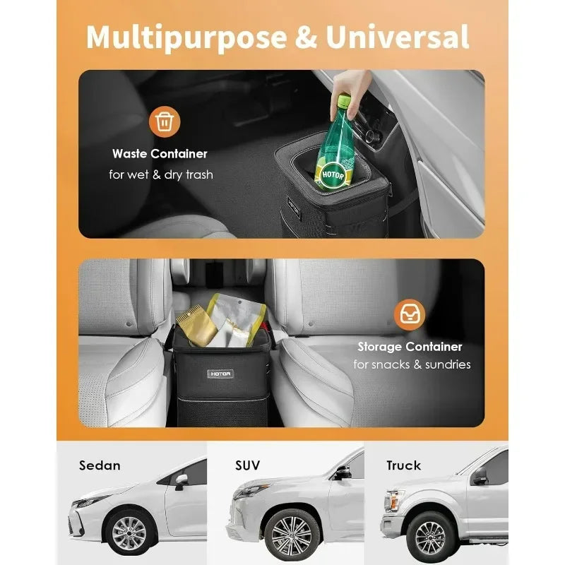 Storage Pockets Organizer Car Trash Can with Lid Auto Rear Seat Garbage Can Large Capacity Vehicle Storage Tool Trash Bin