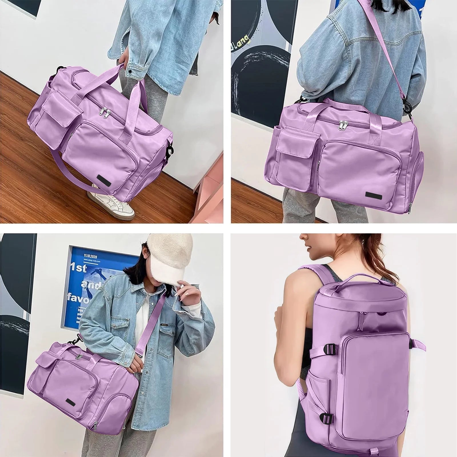 Duffel Bag 4 in 1 Travel Backpack Duffle Bag Weekender Bags for Women Gym Bag with Shoe and Wet Compartment Carry on Dance Bag