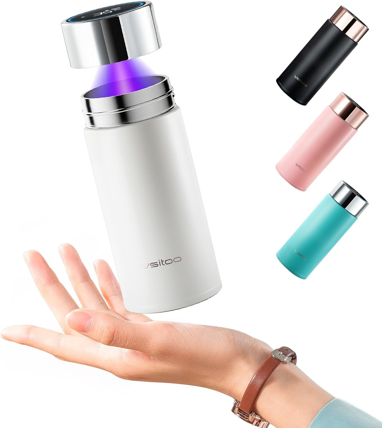 S1 Lite Mini 8.5Oz Insulated Self-Cleaning Water Bottle for Purse | Purse-Ready 8.5Oz Mini Bottle with Auto Self-Cleaning, App & Touchscreen Control, Temp Display and 30-Day Battery Life