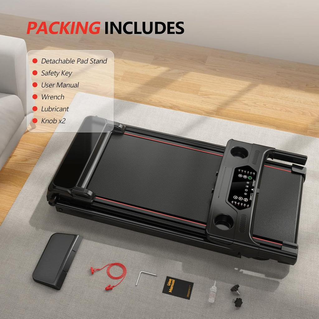 Foldable Walking Pad Treadmill with 0-15% Auto Incline for Home | 0.6-7.5MPH, with Handle Bar, Compact, Portable, 350Lbs Capacity, 3.0HP Low Noise, Running Machine