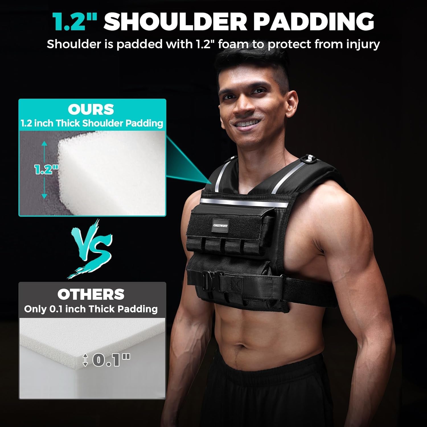Weighted Vest Men, 35Lb/45Lb Adjustable Rucking Vests for Walking Running | 1.2" Shoulder Padding, High-Vis Reflective Strips, Metal Tactical Buckle, Strength Training Vest for Hiking Workout Fitness