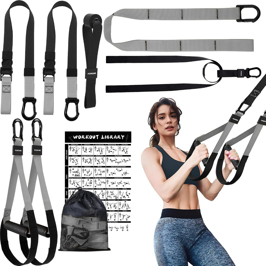 Home Resistance Training Kit with Adjustable Suspension Straps for Workouts | Home and Outdoor Full-Body Strength Training with Heavy-Duty Straps | Door Anchor, Handles, Carry Bag and Exercise Guide