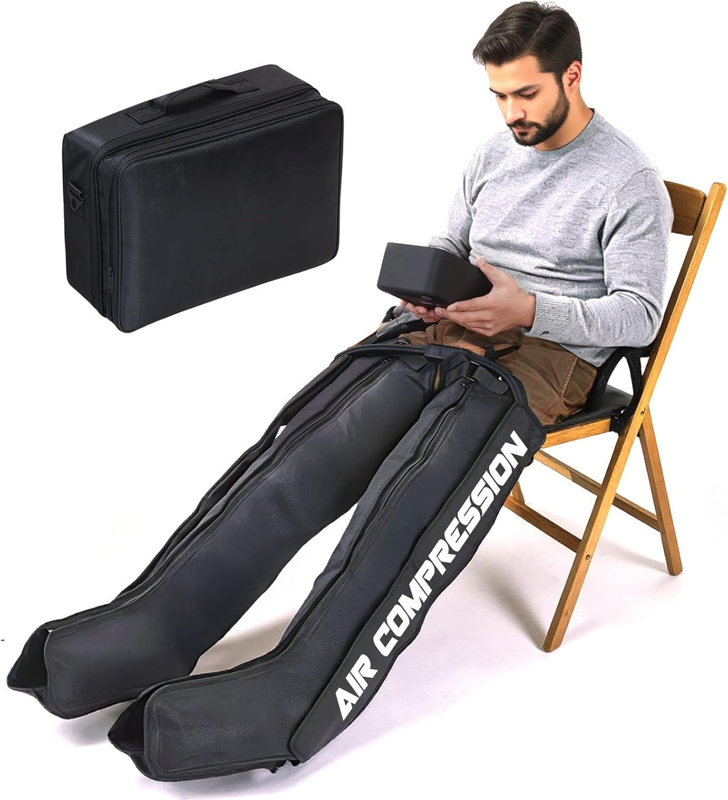 Air Compression Therapy System, Rechargeable Leg Massager, Dynamic Leg Compression Recovery Boots for Fast Recovery and Improved Circulation for Athletes (6 Chamber- L)