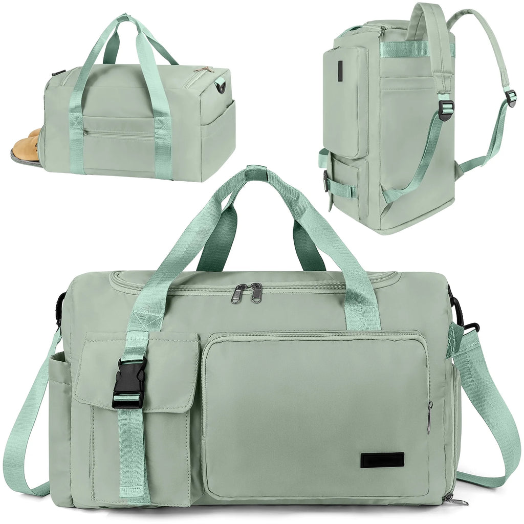 Duffel Bag 4 in 1 Travel Backpack Duffle Bag Weekender Bags for Women Gym Bag with Shoe and Wet Compartment Carry on Dance Bag