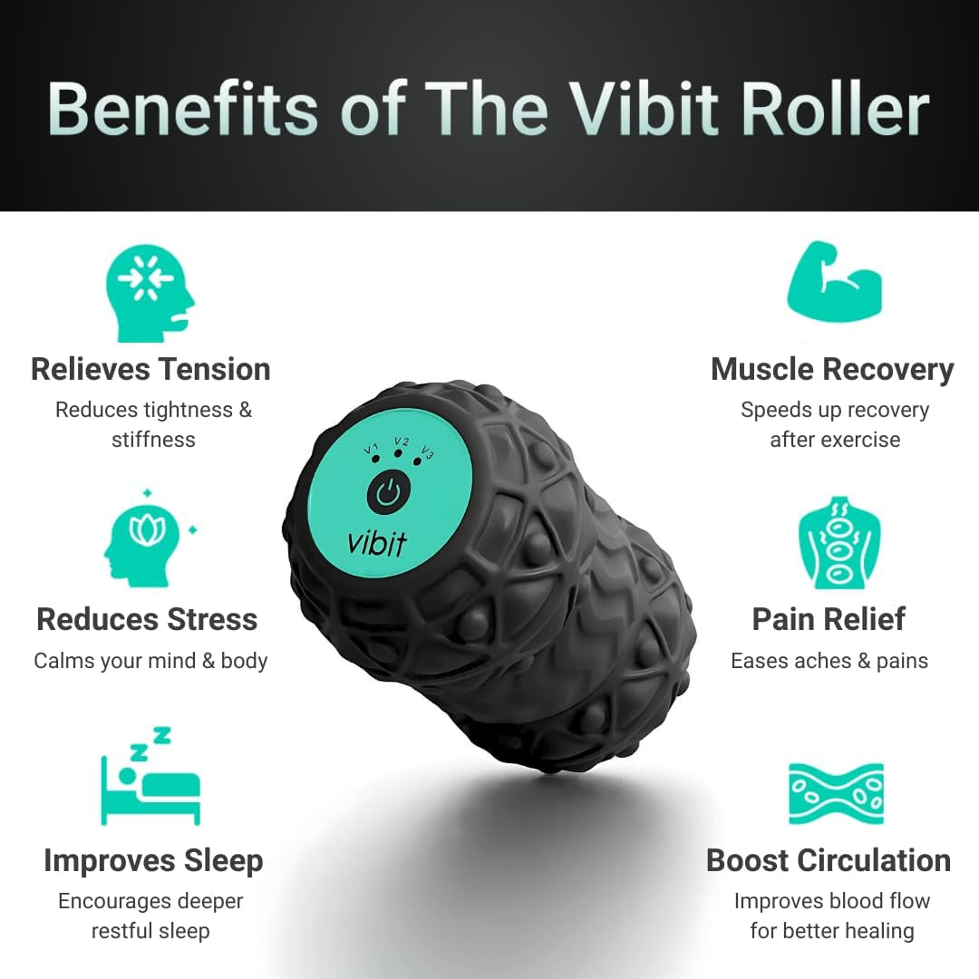 Vibrating Foot Massager for Plantar Fasciitis, Sciatica & Pain Relief | Portable Electric Deep Tissue Massage Roller, 3 Vibration Levels for Foot, Calf, Back and Neck; Pink