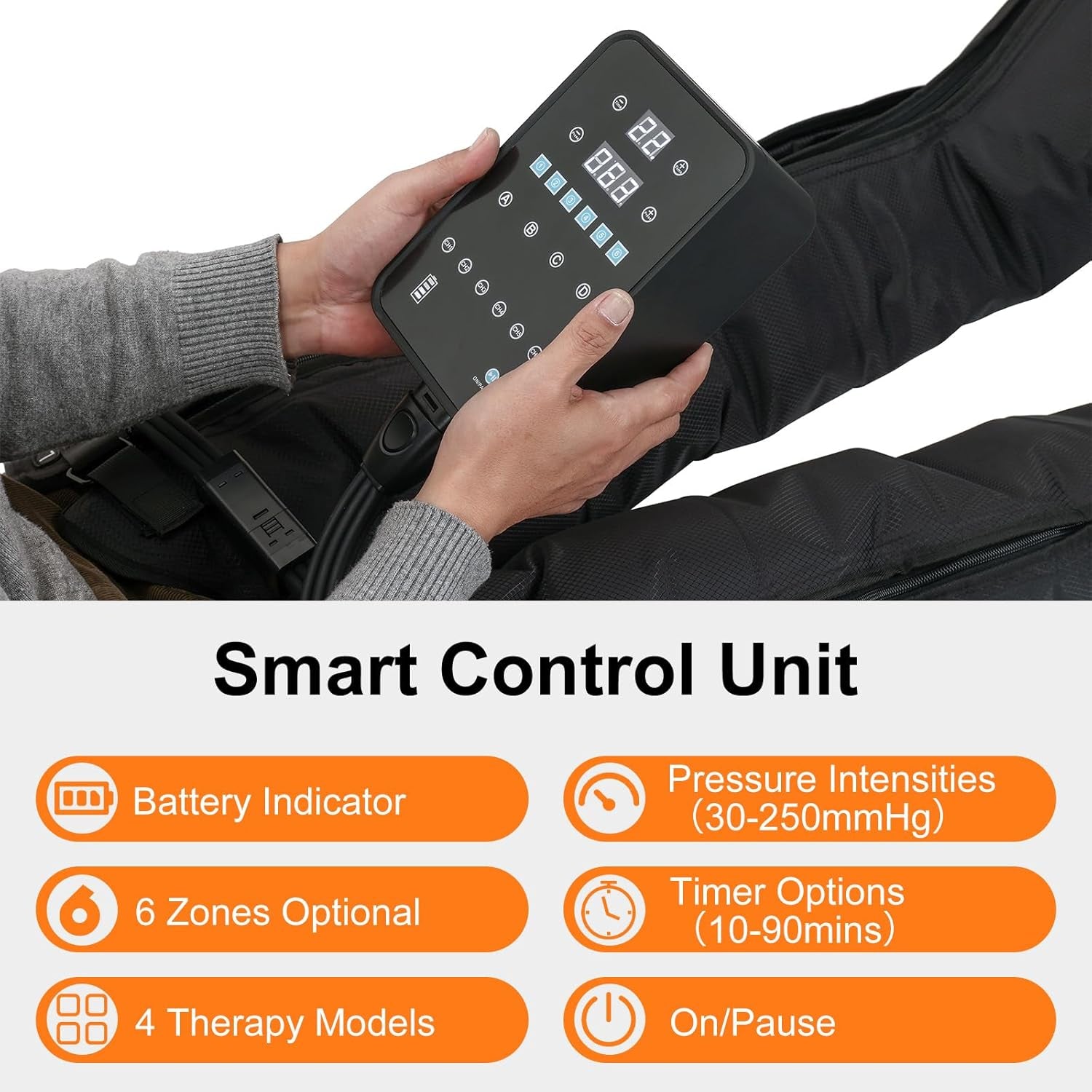 Air Compression Therapy System, Rechargeable Leg Massager, Dynamic Leg Compression Recovery Boots for Fast Recovery and Improved Circulation for Athletes (6 Chamber- L)