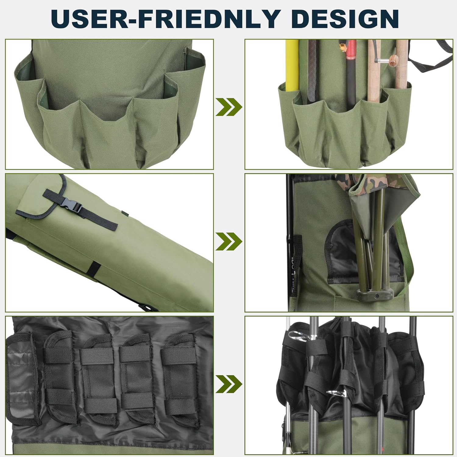 Fishing Rod Bag Pole Holder, Portable Fishing Rod Case Carrier Canvas Pole Storage Bag Travel Carry Case Waterproof Fishing Tackle Gear Organizer