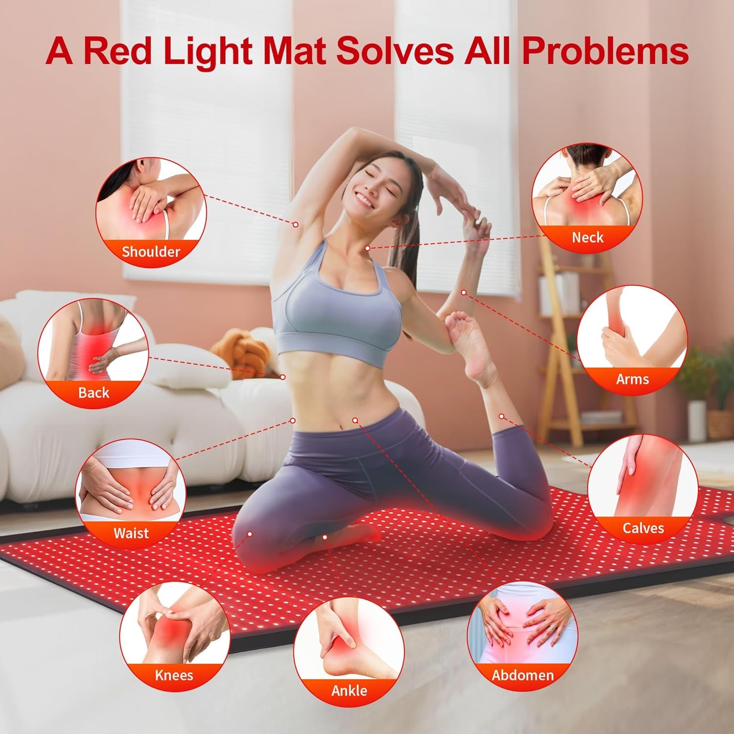 1370 Leds Dual Full Body Red Light Therapy Mat, Red Light Therapy Blanket, 2In1 Leds(660Nm& 850Nm), Premium Leather, Adjustable Timer & Intensity