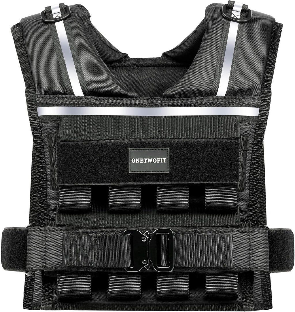 Weighted Vest Men, 35Lb/45Lb Adjustable Rucking Vests for Walking Running | 1.2" Shoulder Padding, High-Vis Reflective Strips, Metal Tactical Buckle, Strength Training Vest for Hiking Workout Fitness