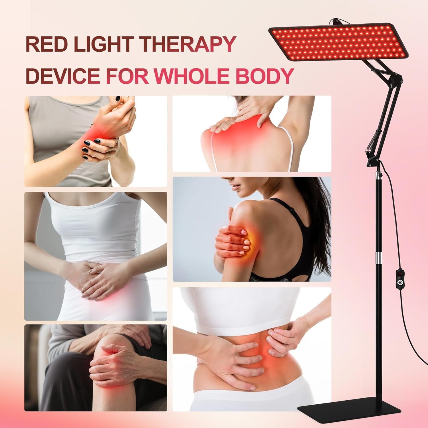 Red Light Therapy for Body with Wireless Remote Tri-Wavelength | 660Nm 850Nm 940Nm 3 in 1 Infrared Light Therapy Lamp with Stand with Large Panel, Therapy Device at Home, Gift for Women, L