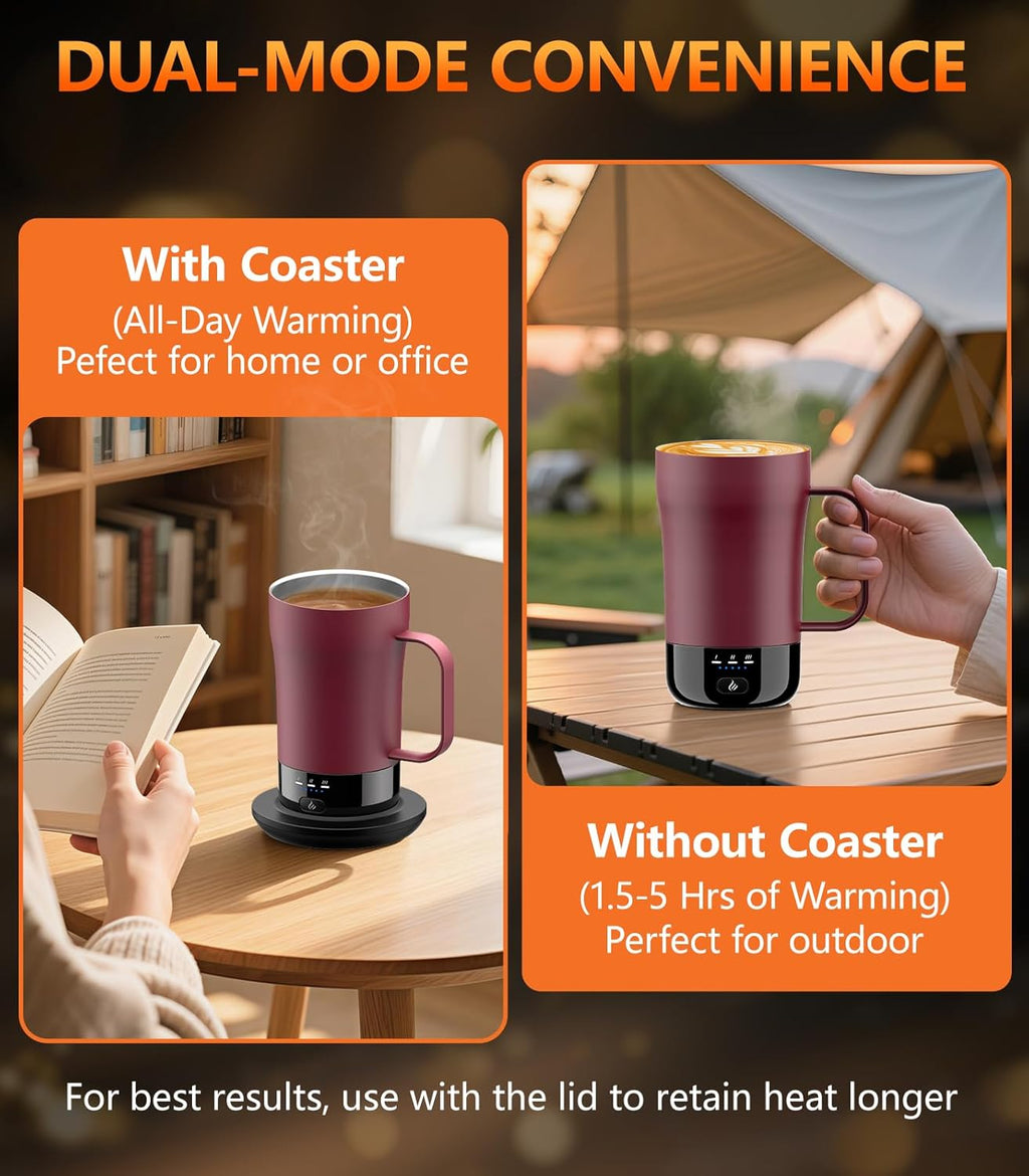 Self-Heating Coffee Mug, 14Oz Heated Coffee Mug - Rechargeable Temperature Control Coffee Mug Keep Coffee Hot, Smart Mug Great Gift for Coffee Lovers & Slow Sippers