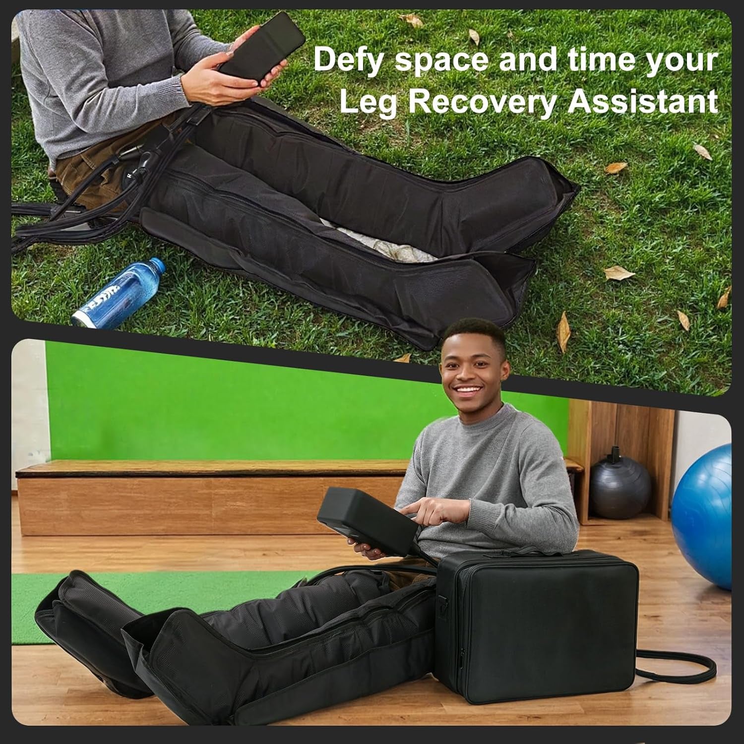Air Compression Therapy System, Rechargeable Leg Massager, Dynamic Leg Compression Recovery Boots for Fast Recovery and Improved Circulation for Athletes (6 Chamber- L)