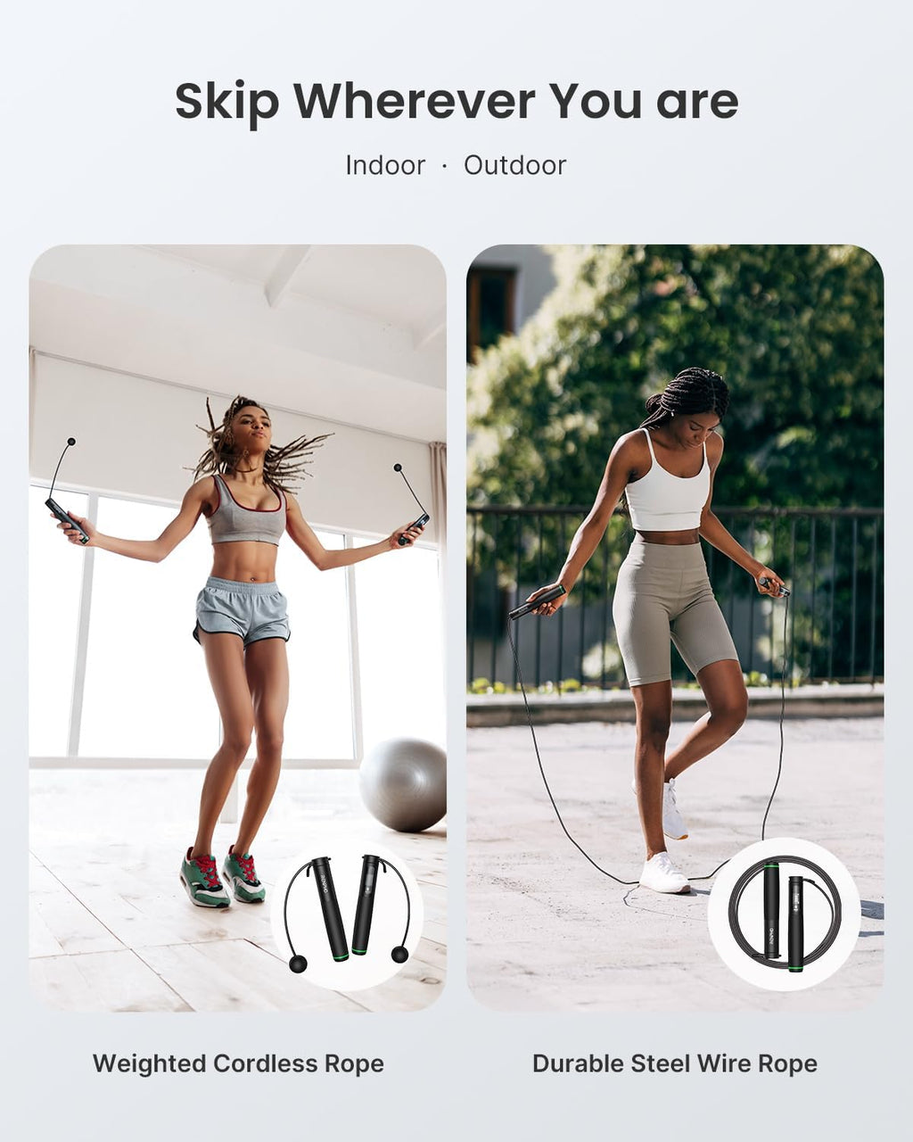 RENPHO Cordless Jump Rope, Weighted Jump Rope with Counter, Jump Ropes for Fitness, Smart Skipping Rope for Crossfit