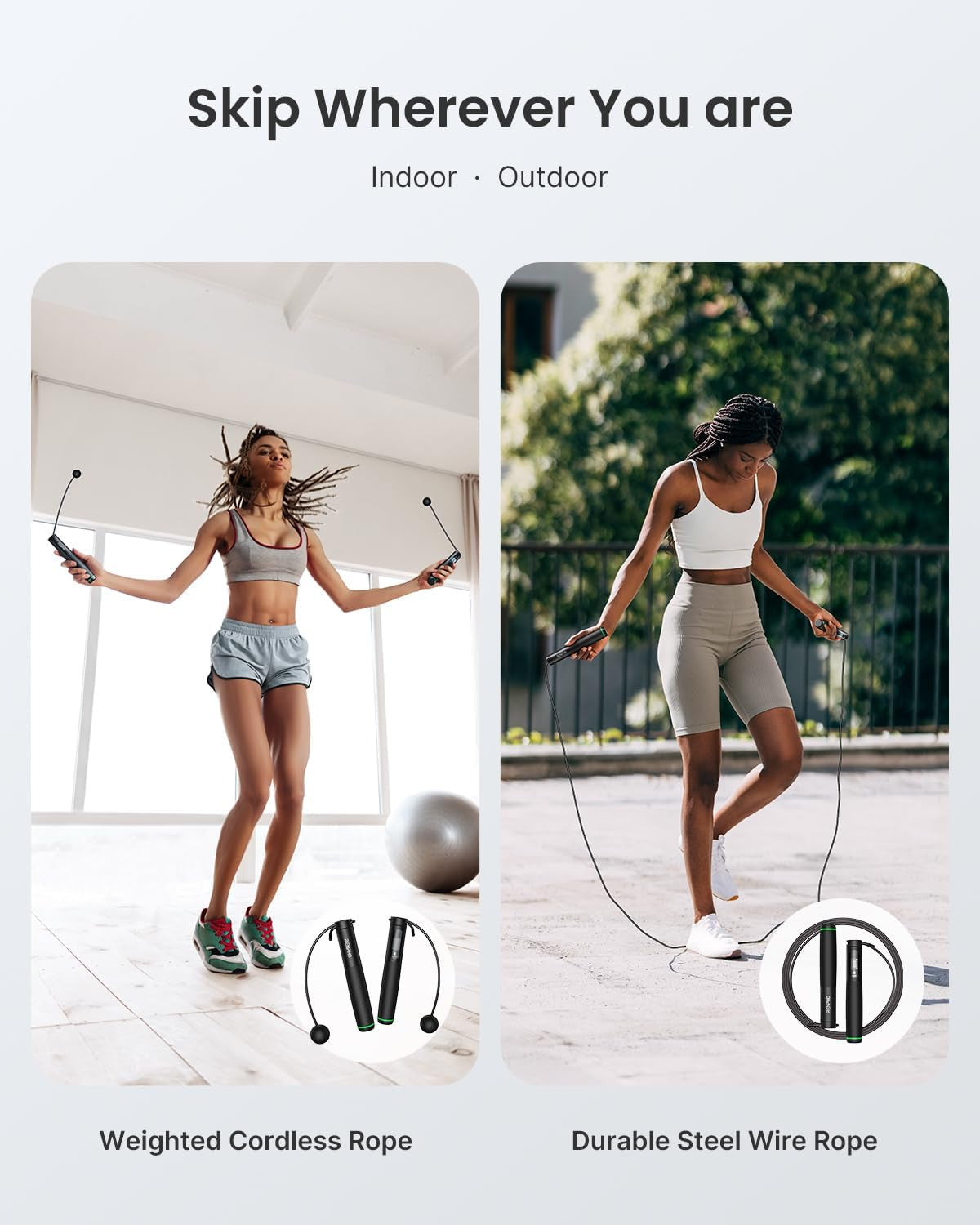 RENPHO Cordless Jump Rope, Weighted Jump Rope with Counter, Jump Ropes for Fitness, Smart Skipping Rope for Crossfit