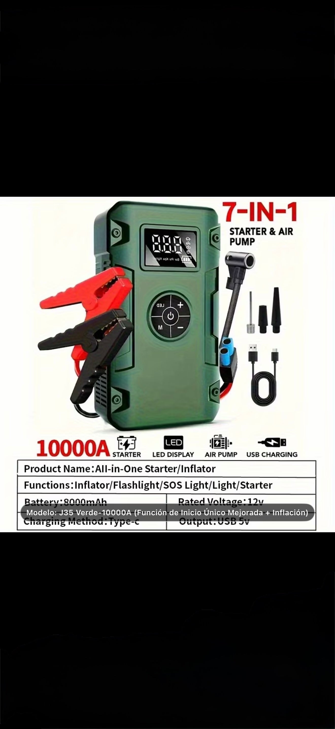 Arrancador De Batería 10000a Y Compresor De Aire 7-en-1 Pro