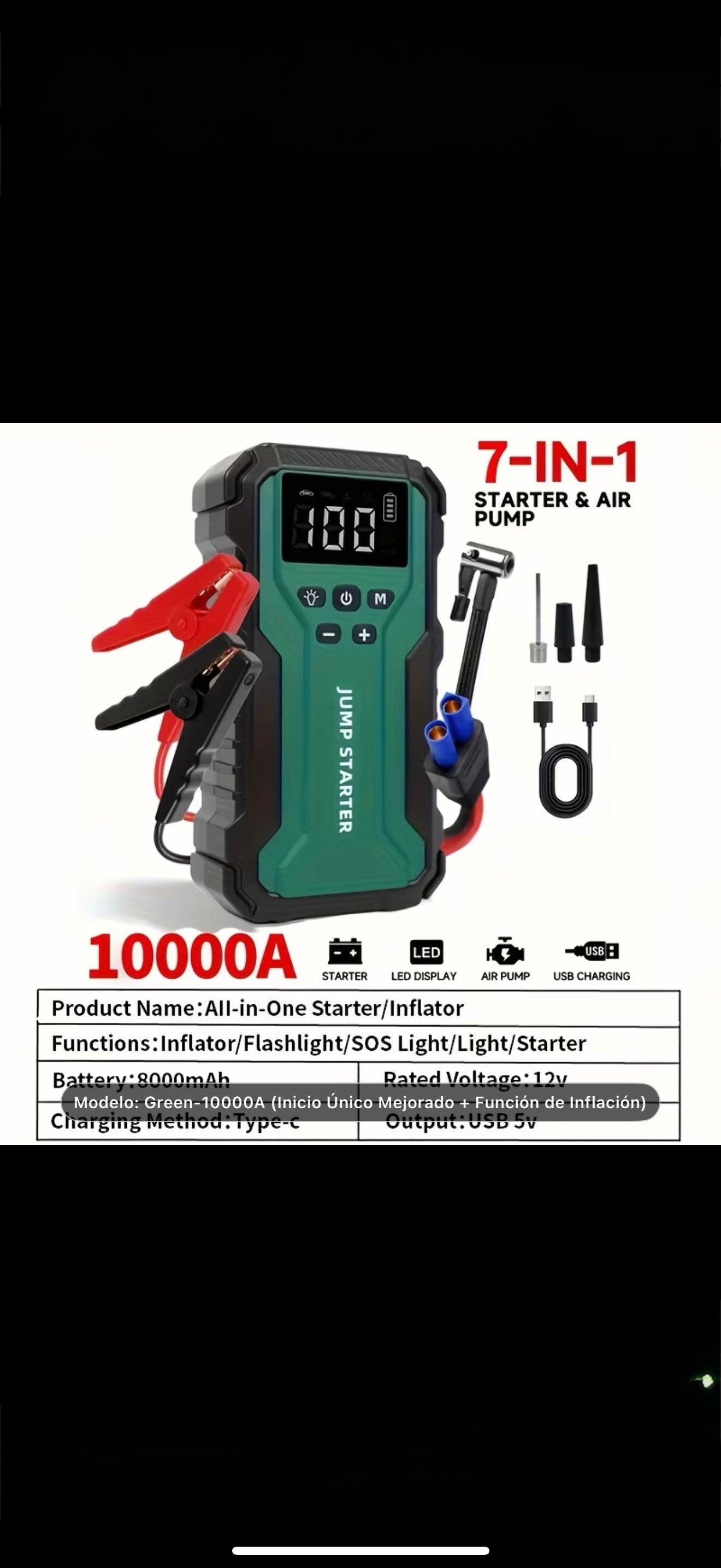 Arrancador De Batería 10000a Y Compresor De Aire 7-en-1 Pro