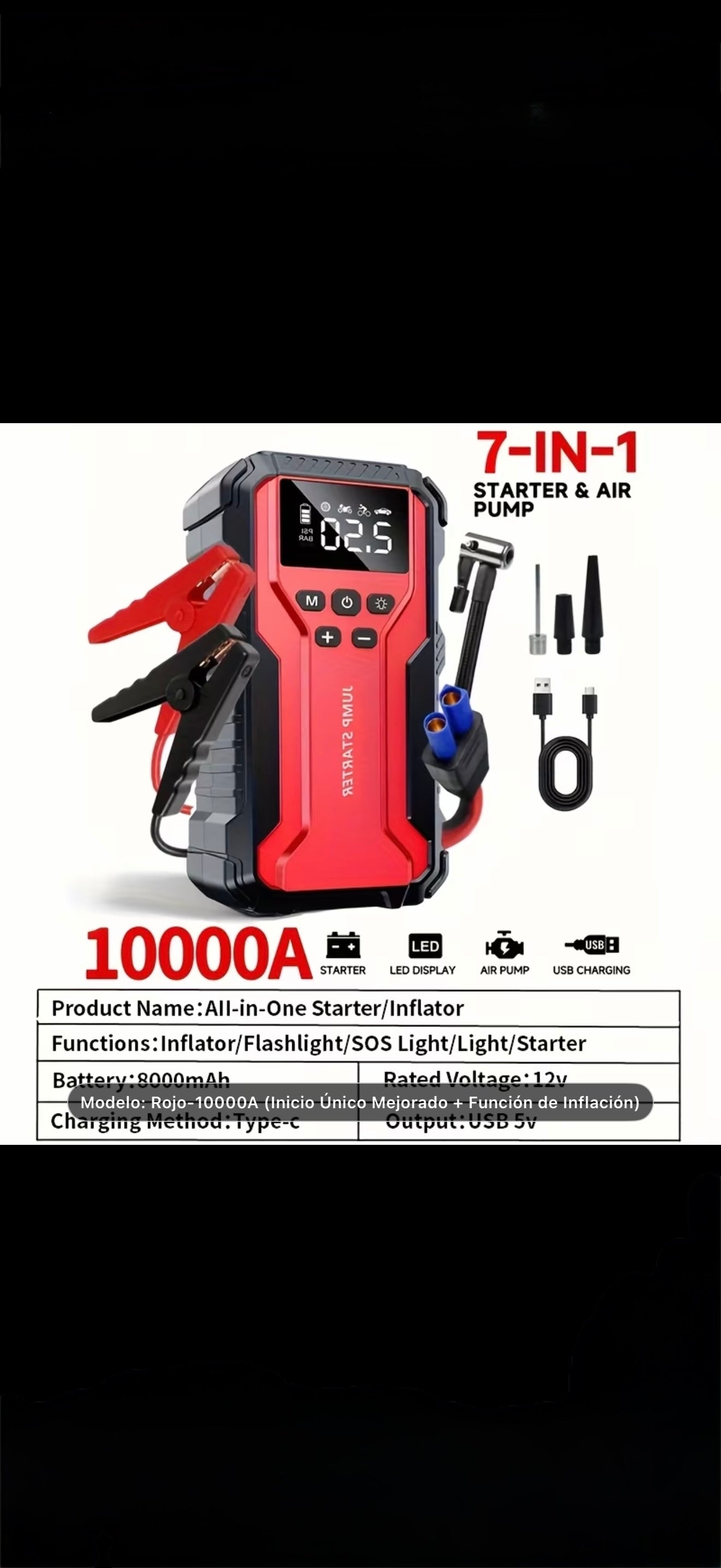 Arrancador De Batería 10000a Y Compresor De Aire 7-en-1 Pro