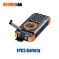 80000Mah Magnetic Wireless Power Bank Solar Hand Crank Portable Charger with LED Emergency Light for Iphone Apple Watch Airpod