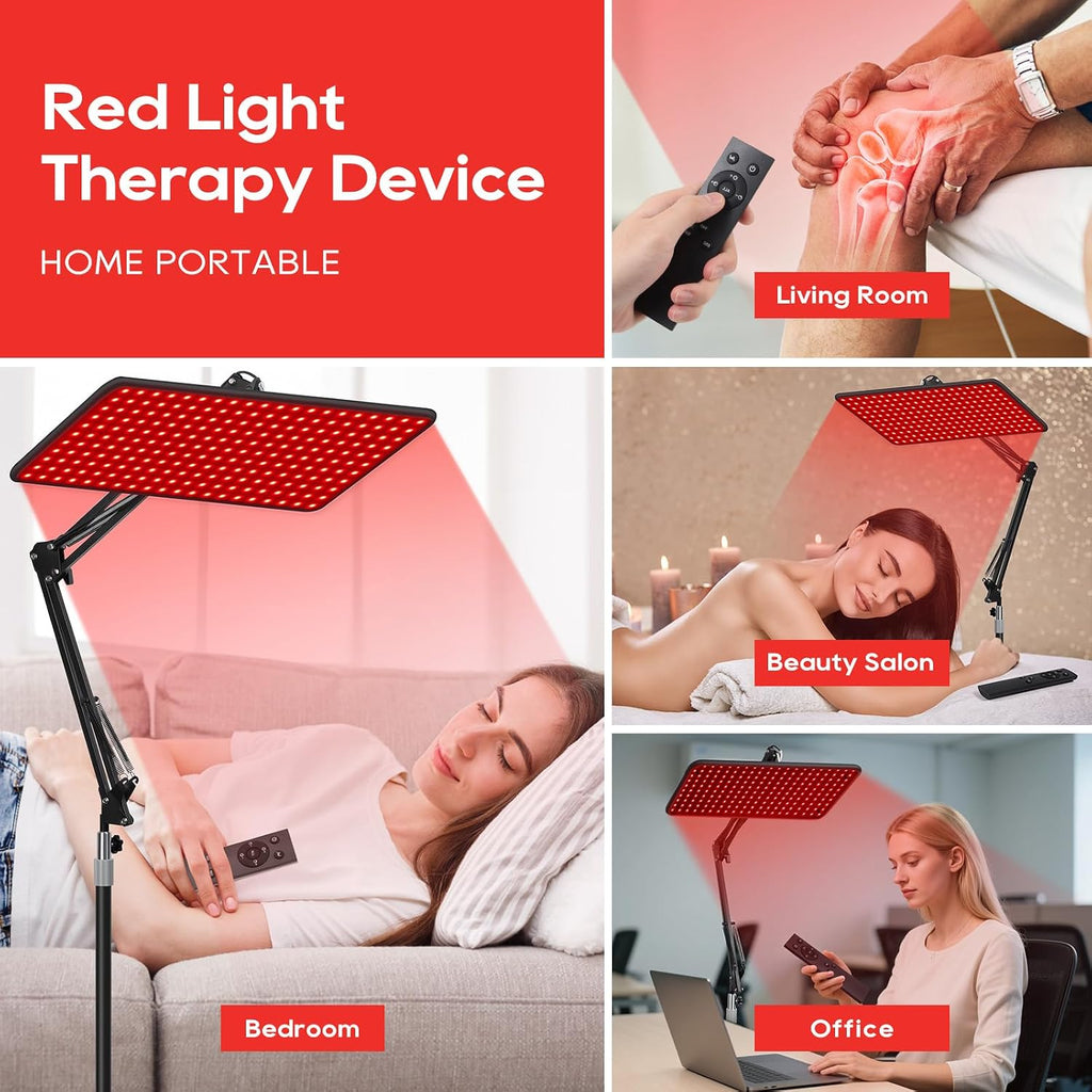 Red Light Therapy for Body with Wireless Remote Tri-Wavelength | 660Nm 850Nm 940Nm 3 in 1 Infrared Light Therapy Lamp with Stand with Large Panel, Therapy Device at Home, Gift for Women, L
