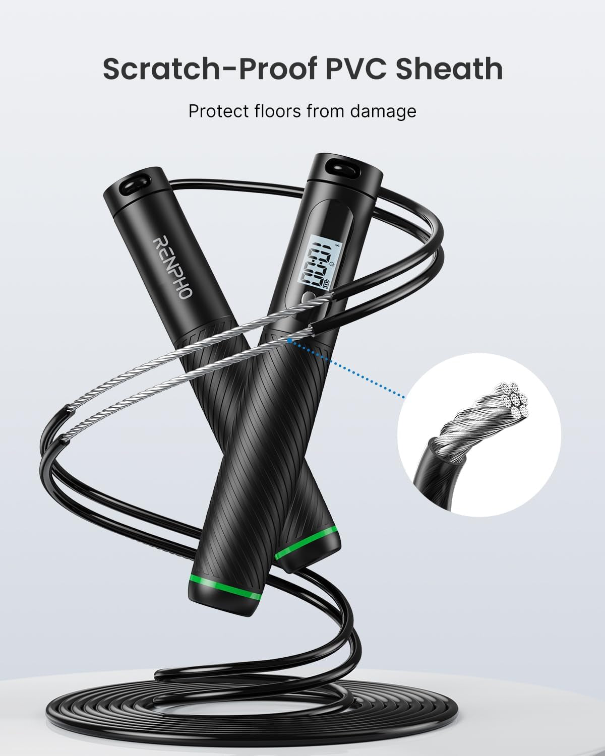 RENPHO Cordless Jump Rope, Weighted Jump Rope with Counter, Jump Ropes for Fitness, Smart Skipping Rope for Crossfit