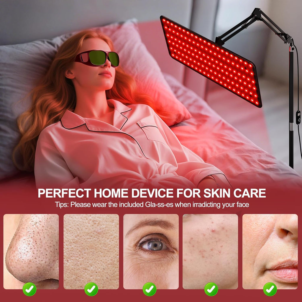 Red Light Therapy for Body with Wireless Remote Tri-Wavelength | 660Nm 850Nm 940Nm 3 in 1 Infrared Light Therapy Lamp with Stand with Large Panel, Therapy Device at Home, Gift for Women, L
