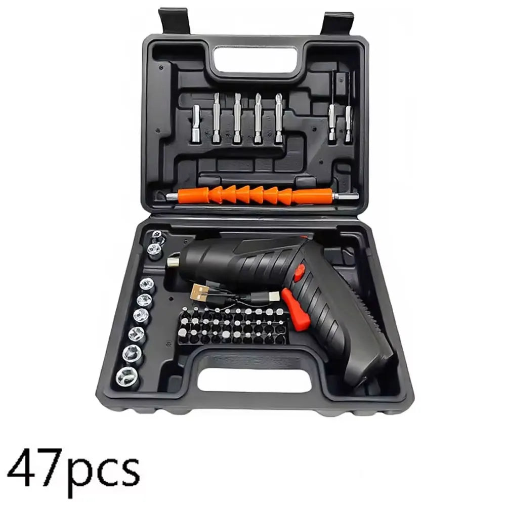 47-Piece Rechargeable Electric Screwdriver Kit 3.6V Cordless Lithium Power Tool Set for Home DIY Repairs and Assembly Tasks