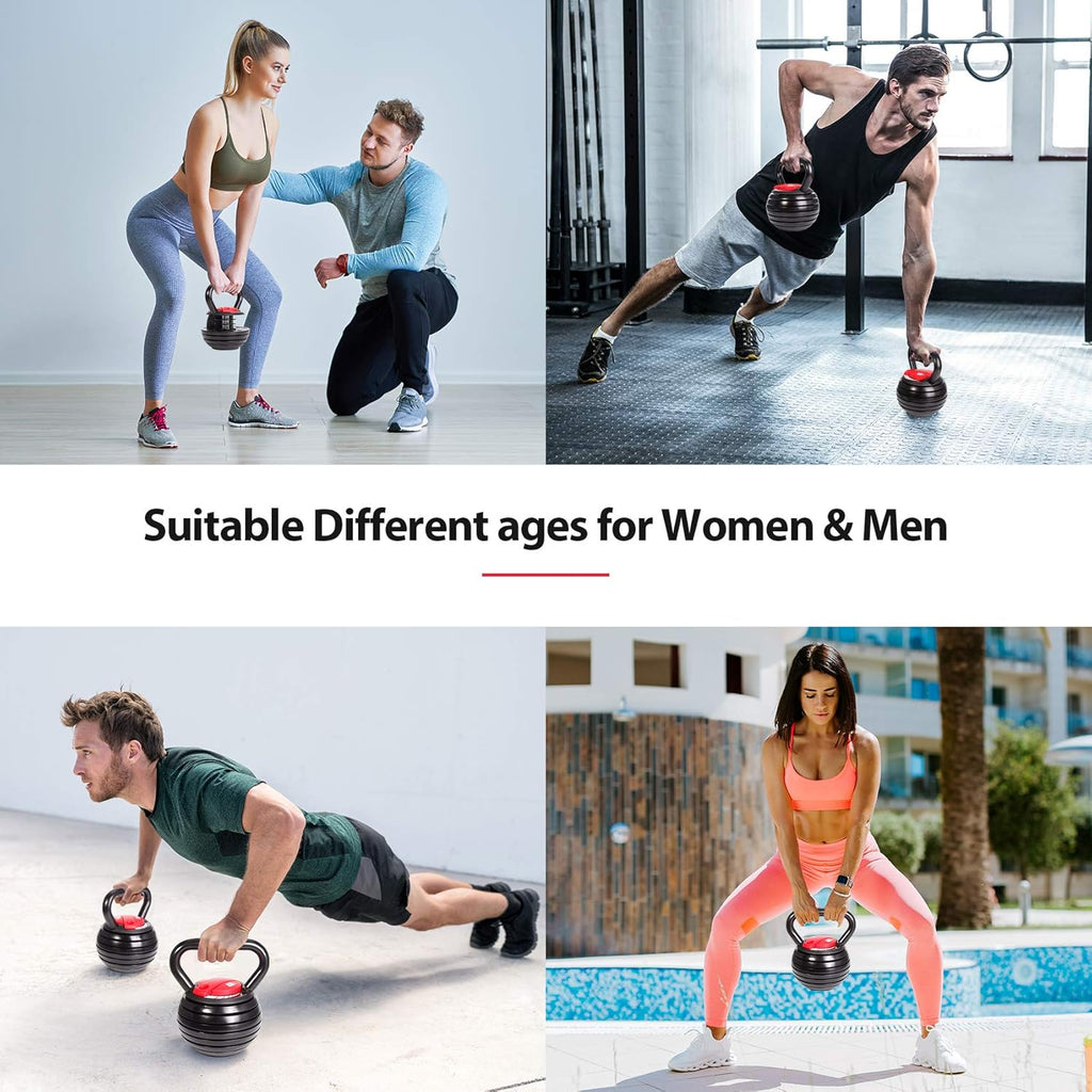 Adjustable Kettlebell Weights Set Cast Iron Exercise Fitness Kettle Ball Grip 5, 8, 9,12Lb Free Weight Men Women Kettlebells for Home Gym Workout Ballistic, Core,Strength Training