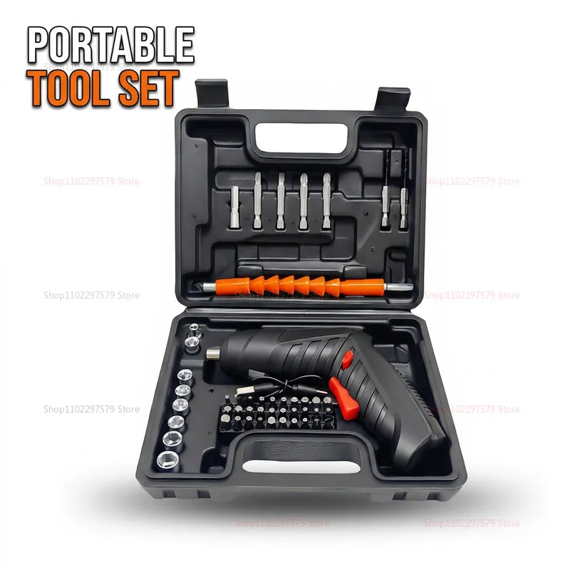 47-Piece Rechargeable Electric Screwdriver Kit 3.6V Cordless Lithium Power Tool Set for Home DIY Repairs and Assembly Tasks