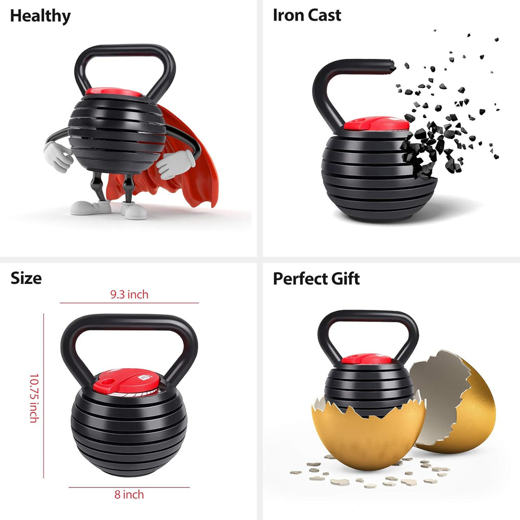 Adjustable Kettlebell Weights Set Cast Iron Exercise Fitness Kettle Ball Grip 5, 8, 9,12Lb Free Weight Men Women Kettlebells for Home Gym Workout Ballistic, Core,Strength Training