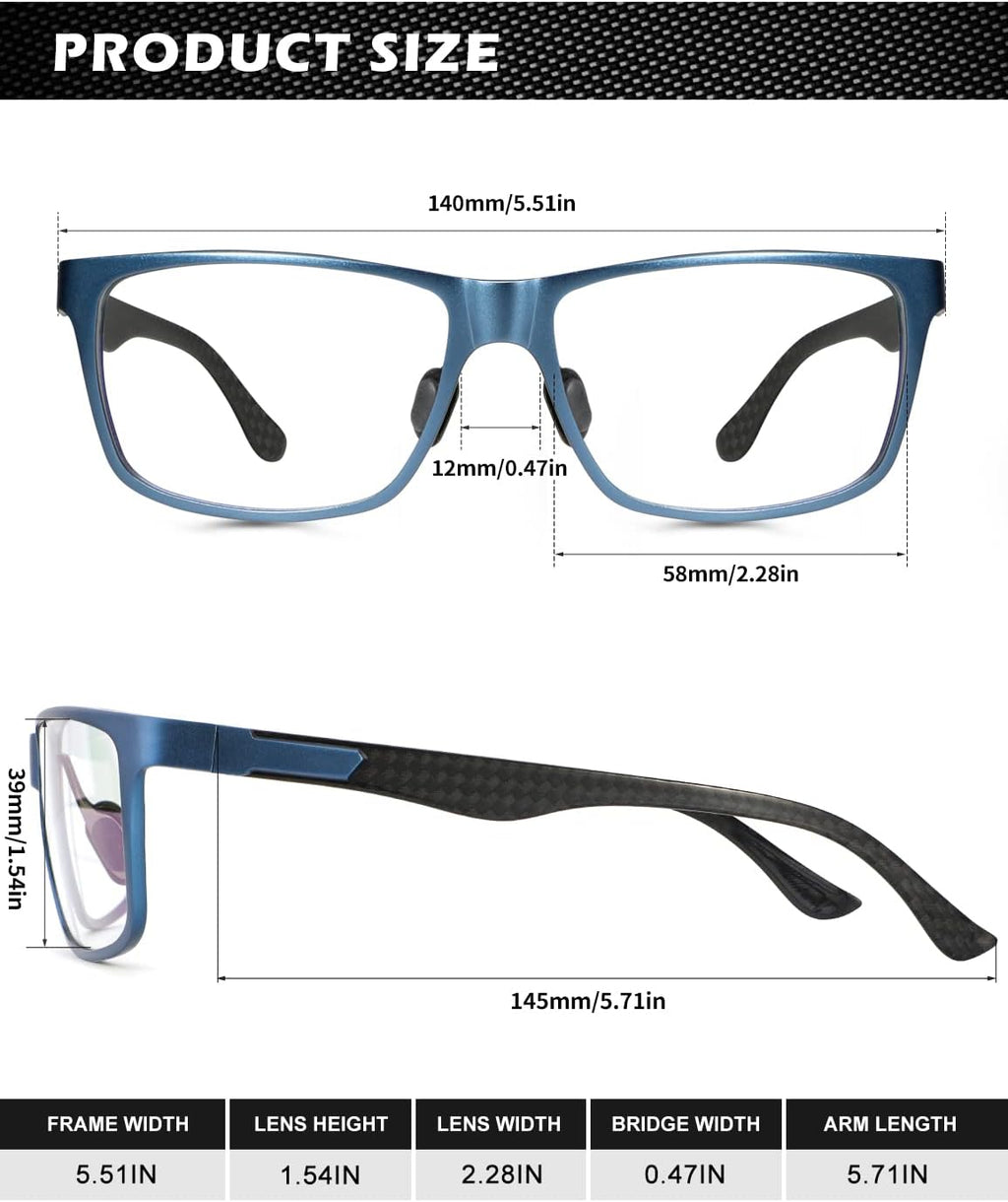 Blue Light Glasses Men, Relieve Eyestrain and Eye Protection, Al-Mg Metal Computer Blue Light Blocking Glasses