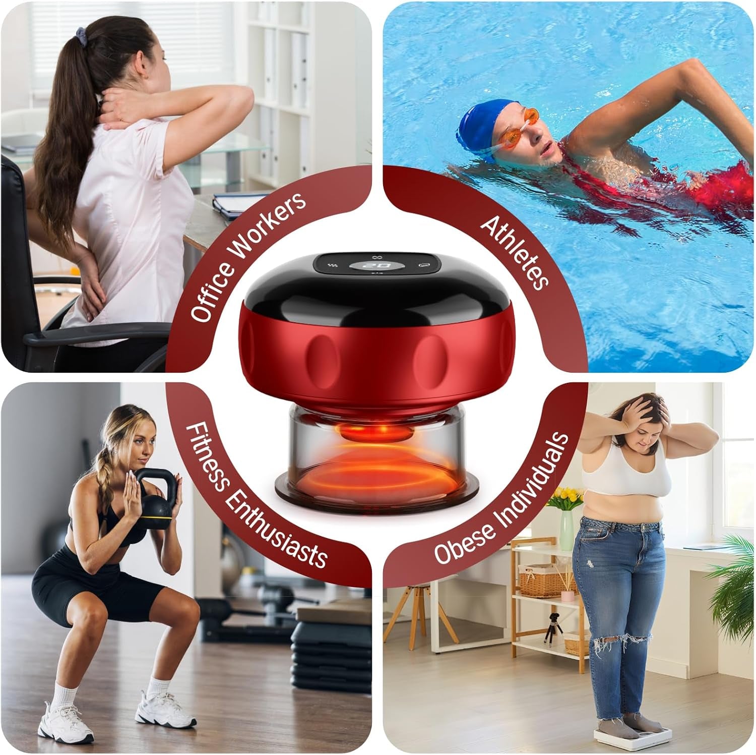2 Pack Cupping Set, 7-In-1 Smart Cupping Therapy Massager. Red Light Cupping Therapy Set with 2 Modes for Targeted Muscle Soreness,Tighter Skin,Cupping Kit with 20 Levels Suction and Heat and Gua Sha
