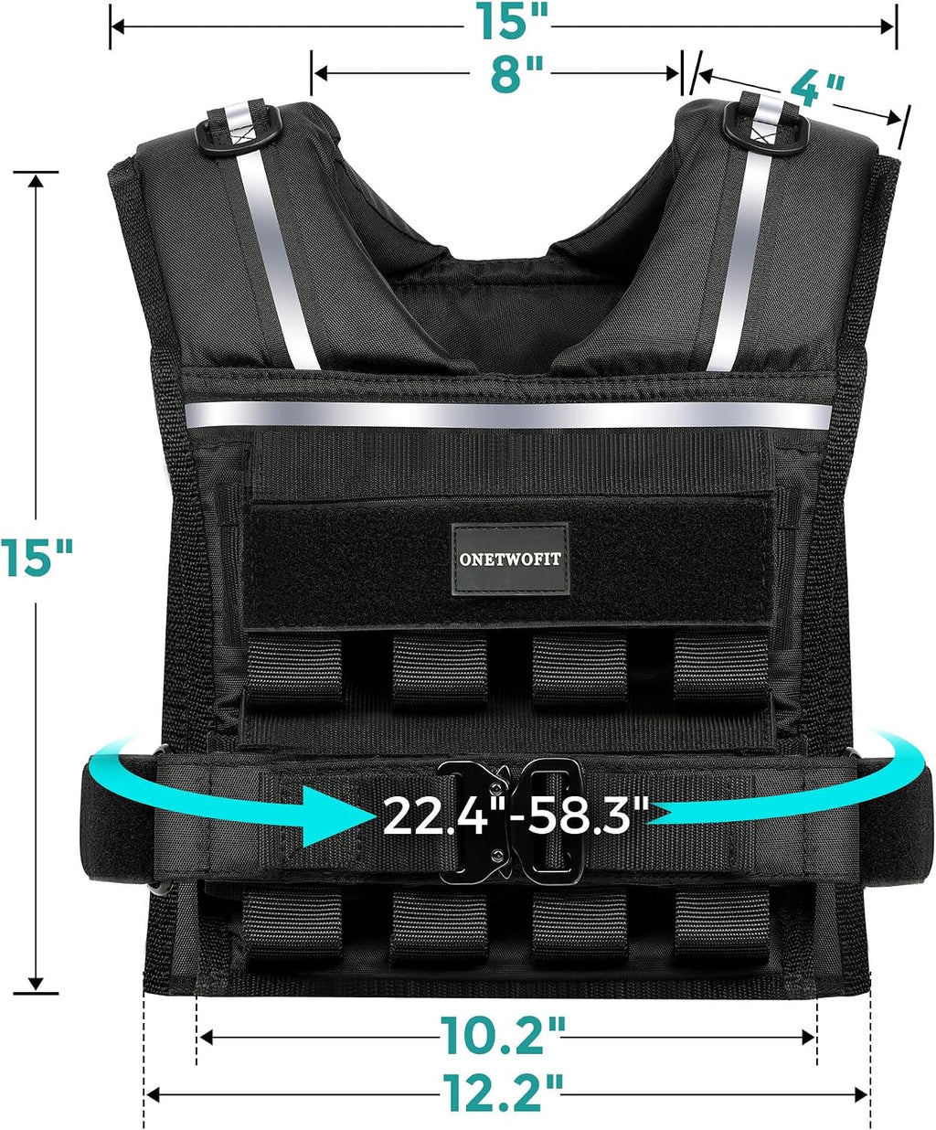 Weighted Vest Men, 35Lb/45Lb Adjustable Rucking Vests for Walking Running | 1.2" Shoulder Padding, High-Vis Reflective Strips, Metal Tactical Buckle, Strength Training Vest for Hiking Workout Fitness