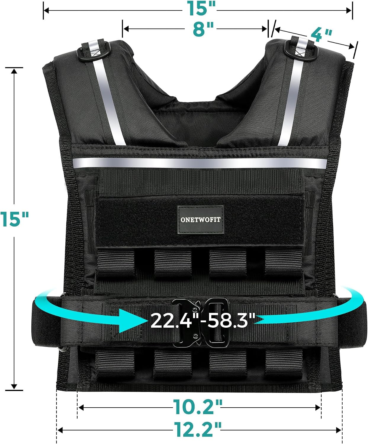 Weighted Vest Men, 35Lb/45Lb Adjustable Rucking Vests for Walking Running | 1.2" Shoulder Padding, High-Vis Reflective Strips, Metal Tactical Buckle, Strength Training Vest for Hiking Workout Fitness