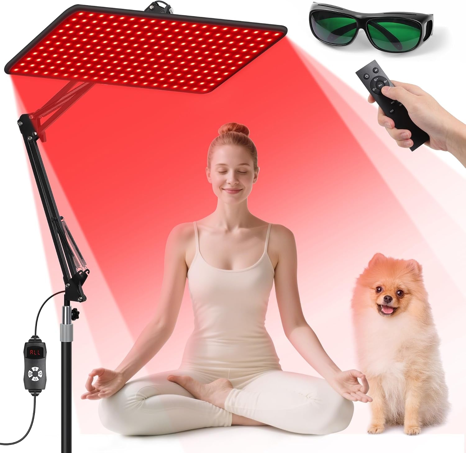Red Light Therapy for Body with Wireless Remote Tri-Wavelength | 660Nm 850Nm 940Nm 3 in 1 Infrared Light Therapy Lamp with Stand with Large Panel, Therapy Device at Home, Gift for Women, L