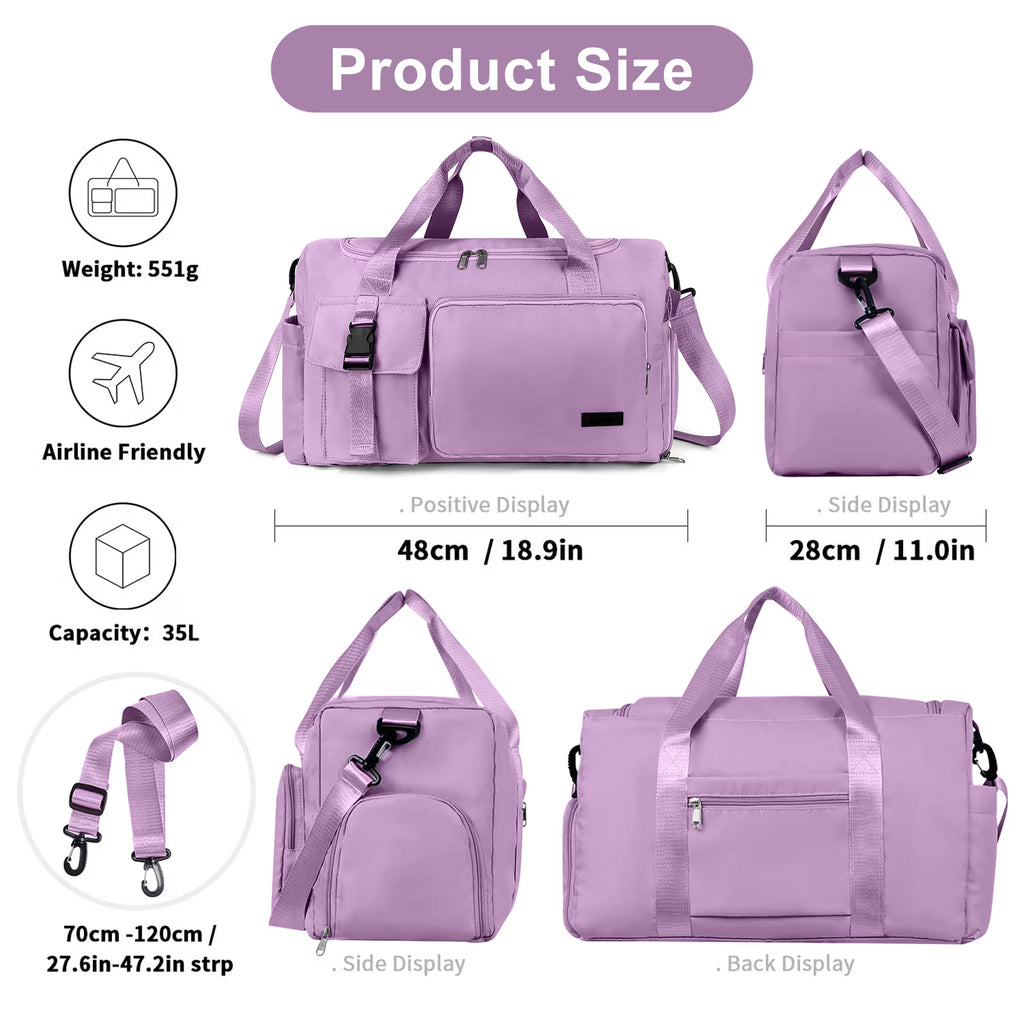 Duffel Bag 4 in 1 Travel Backpack Duffle Bag Weekender Bags for Women Gym Bag with Shoe and Wet Compartment Carry on Dance Bag