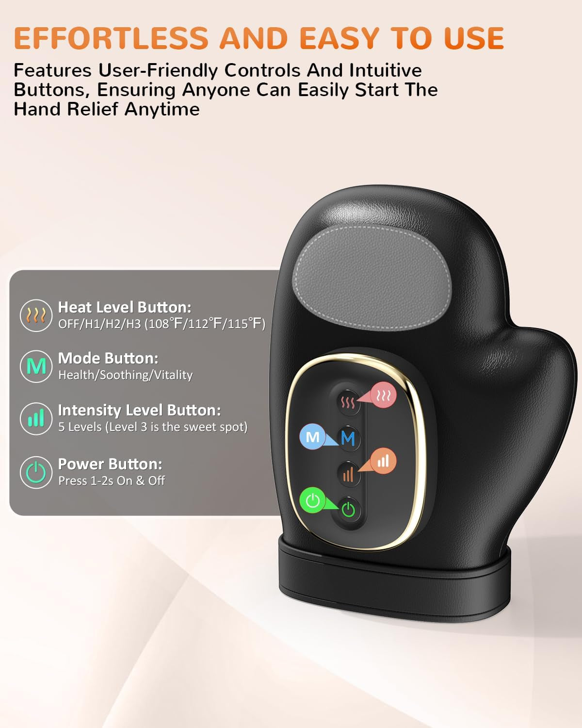 Hand Massager with Heat and Compression, Cordless, Black | Large Hand Chamber, with 3 Modes, 5 Intensity & 3 Heat Therapy for Arthritis Carpal Tunnel Pain Relief, Gift for Women Men