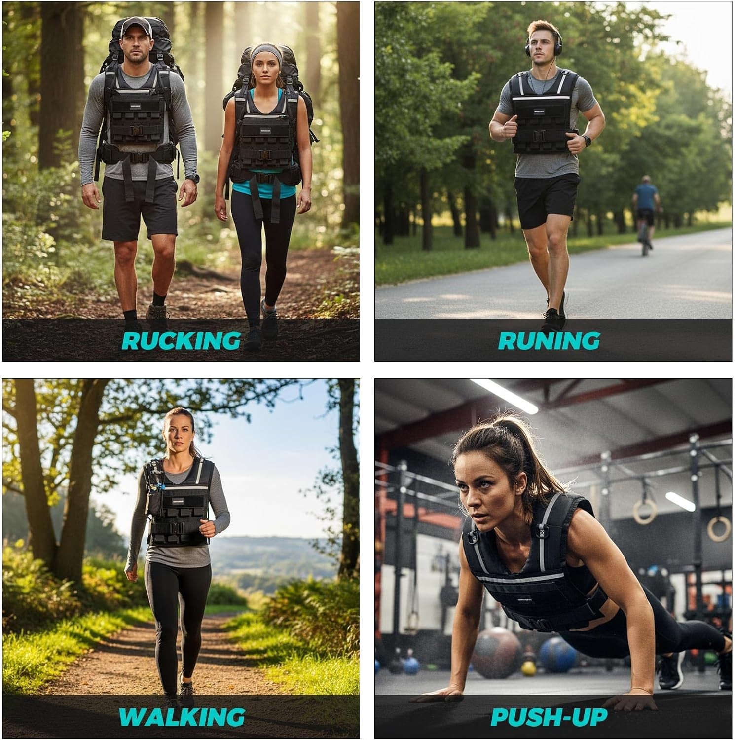 Weighted Vest Men, 35Lb/45Lb Adjustable Rucking Vests for Walking Running | 1.2" Shoulder Padding, High-Vis Reflective Strips, Metal Tactical Buckle, Strength Training Vest for Hiking Workout Fitness