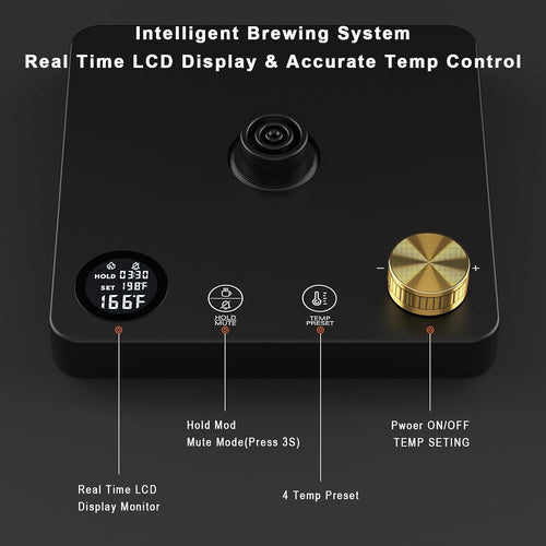 1200W Gooseneck Kettle with ±1℉ Temperature Control,Pour over Electric Kettle for Coffee & Tea,Digital Display,4 Temp Preset,12H Keep Warm,100% Stainless Steel,Rapid Heating,1L,Matte Black