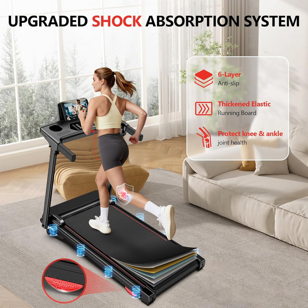 Foldable Walking Pad Treadmill with 0-15% Auto Incline for Home | 0.6-7.5MPH, with Handle Bar, Compact, Portable, 350Lbs Capacity, 3.0HP Low Noise, Running Machine