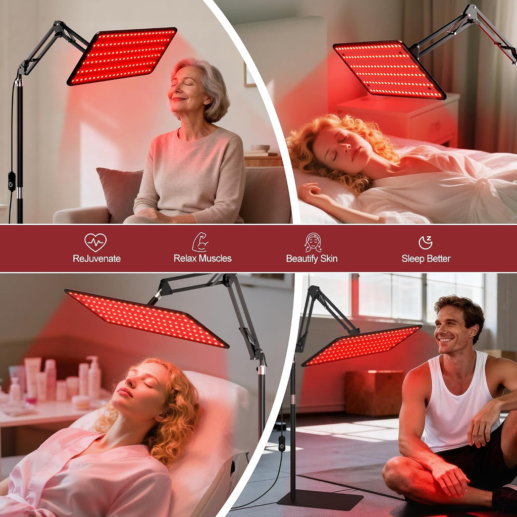 Red Light Therapy for Body with Wireless Remote Tri-Wavelength | 660Nm 850Nm 940Nm 3 in 1 Infrared Light Therapy Lamp with Stand with Large Panel, Therapy Device at Home, Gift for Women, L