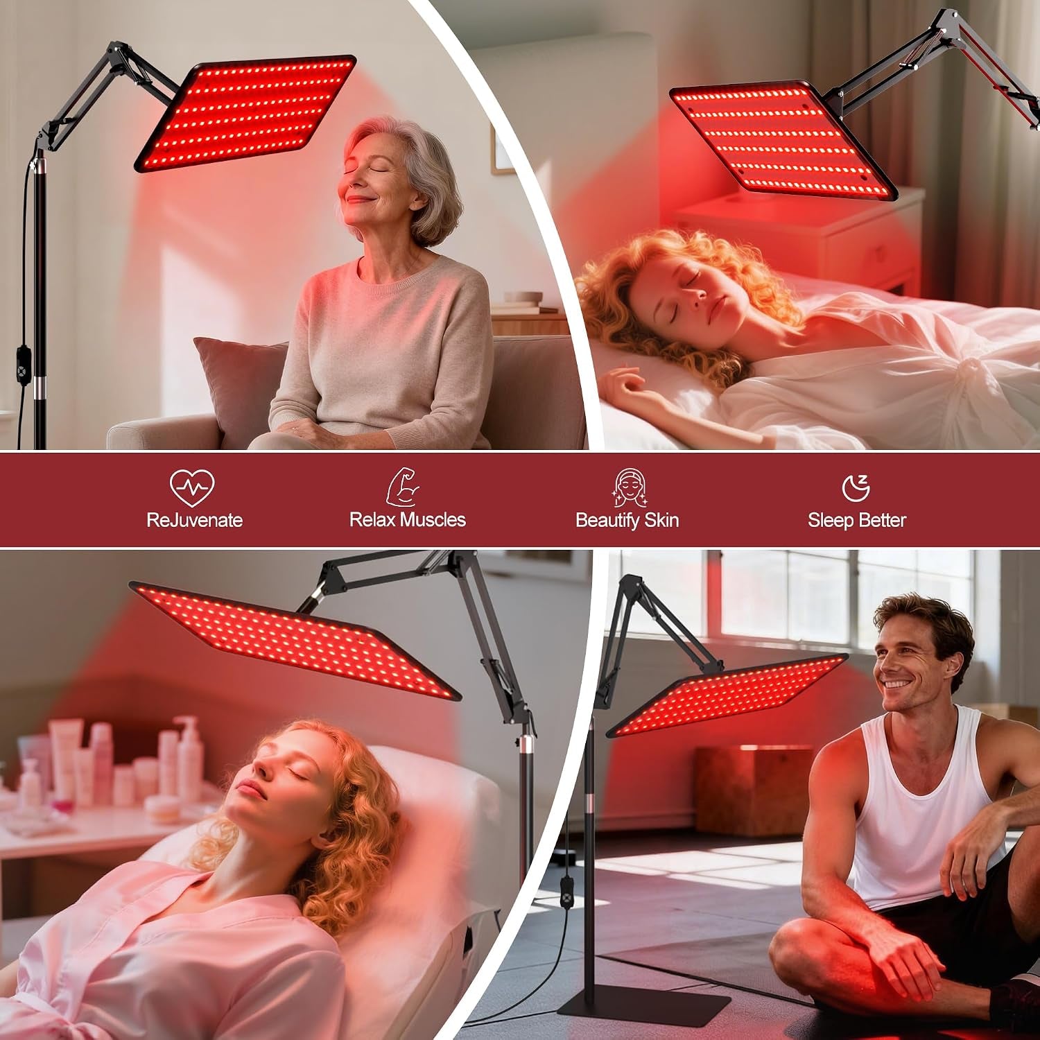 Red Light Therapy for Body with Wireless Remote Tri-Wavelength | 660Nm 850Nm 940Nm 3 in 1 Infrared Light Therapy Lamp with Stand with Large Panel, Therapy Device at Home, Gift for Women, L